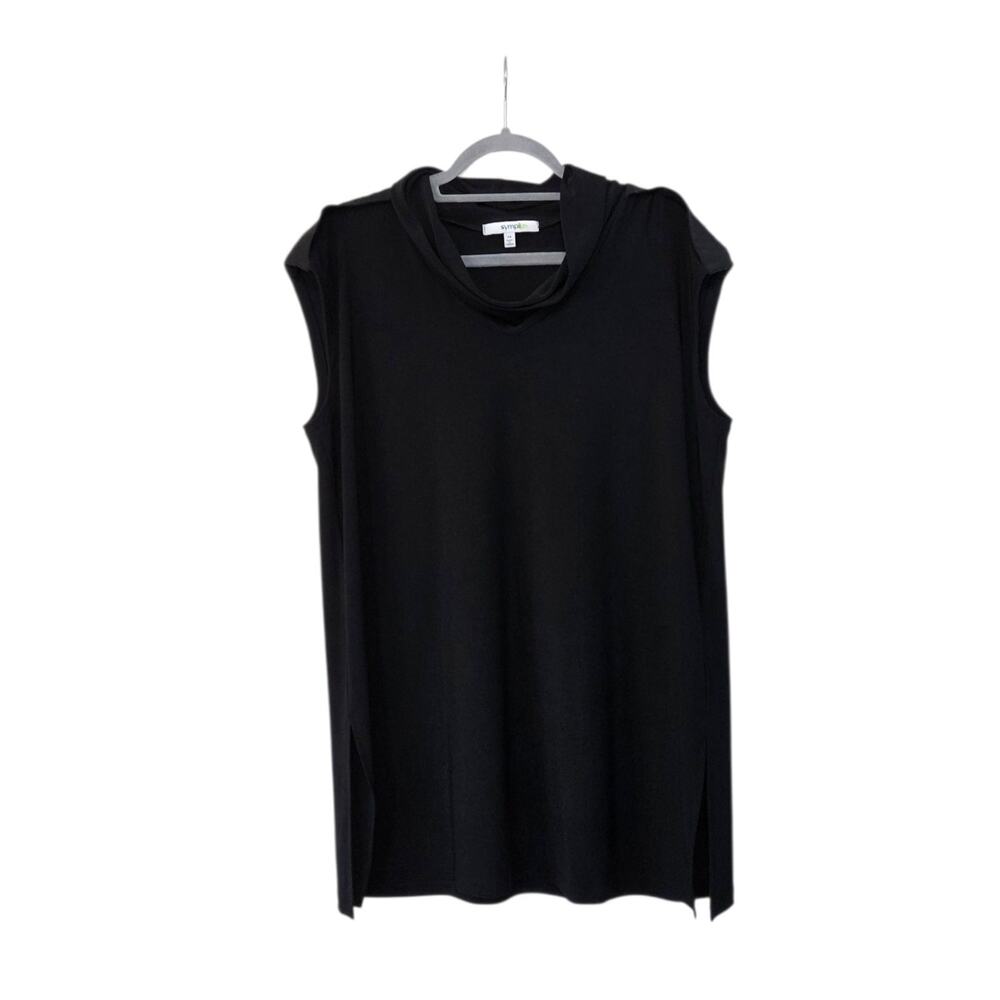 Sympli Canada Black Convoy Funnel Neck Relaxed Sleeveless Top, Women's 14